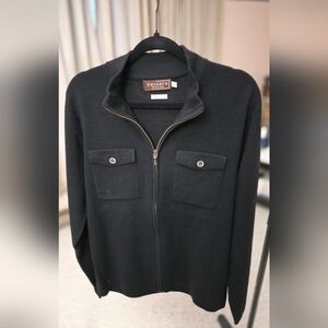 Reserved Men's Dark Zip-Up Sweater